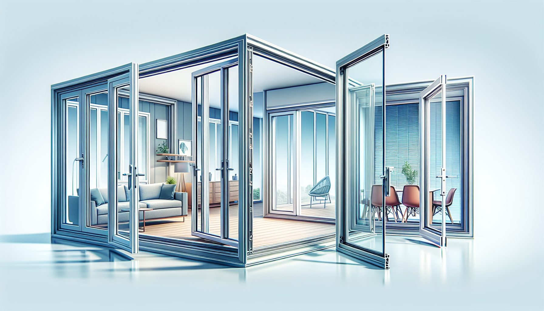 Illustration of various types of aluminium windows