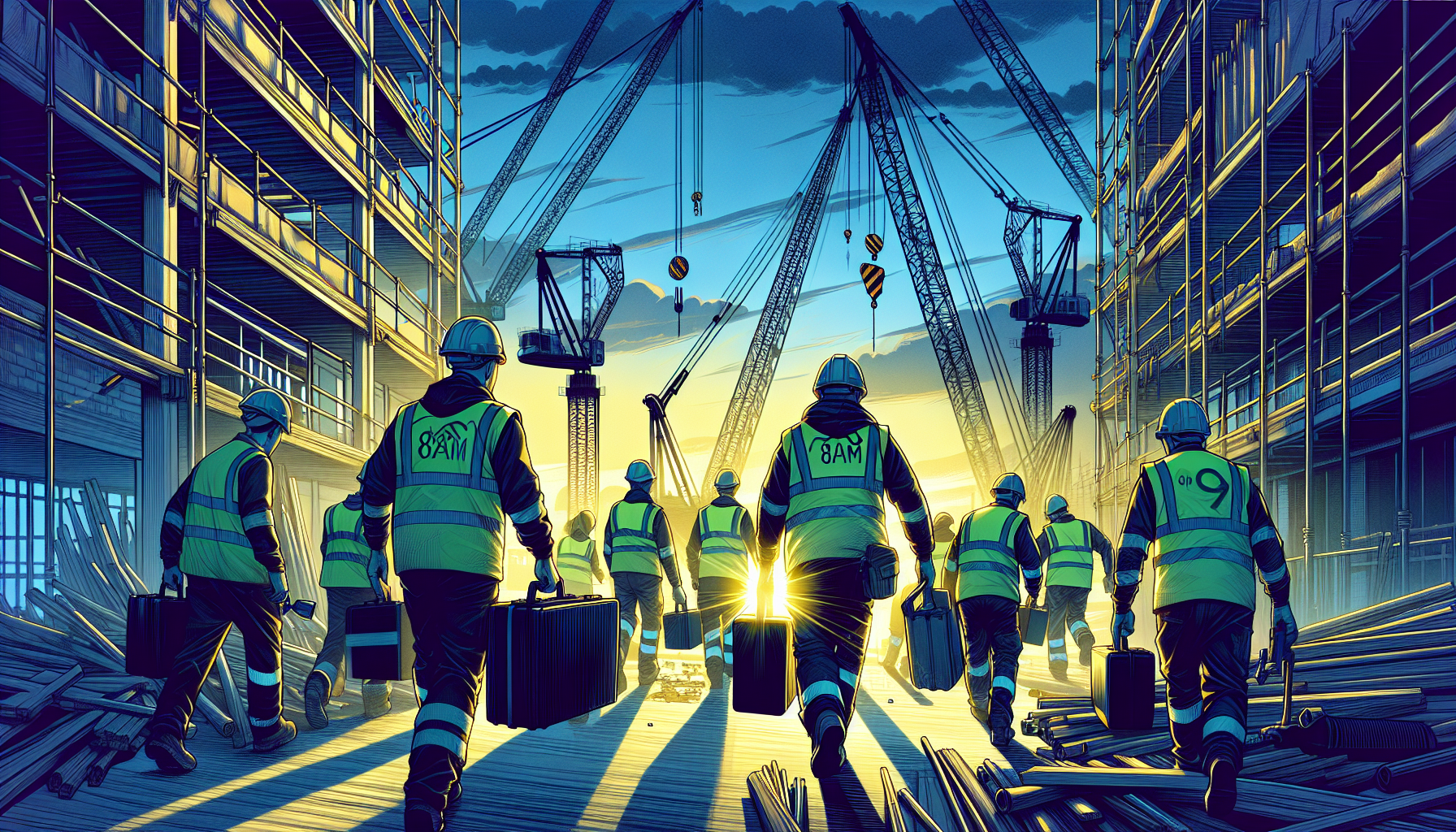Construction workers starting work